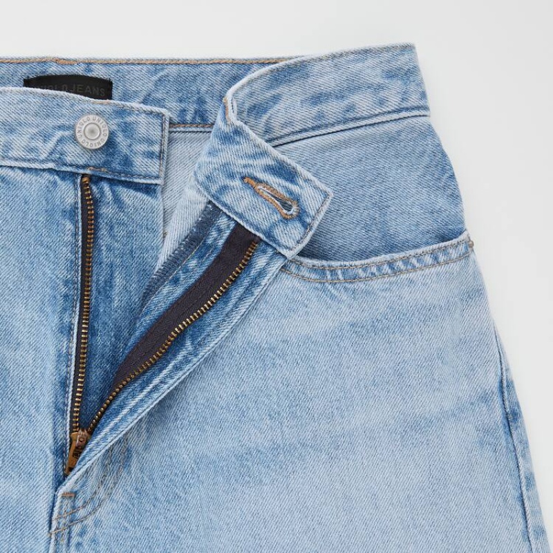 Uniqlo High Rise Dritto Leg Distressed Jeans Blu | LGTDBC314