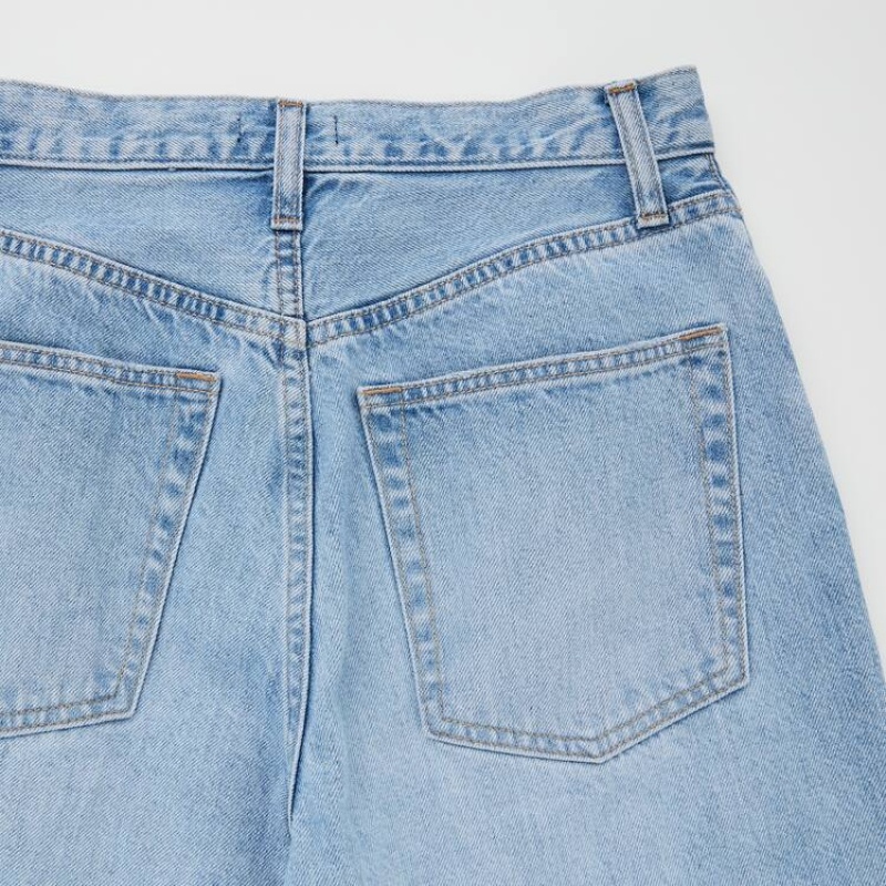 Uniqlo High Rise Dritto Leg Distressed Jeans Blu | LGTDBC314