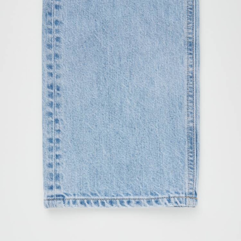 Uniqlo High Rise Dritto Leg Distressed Jeans Blu | LGTDBC314