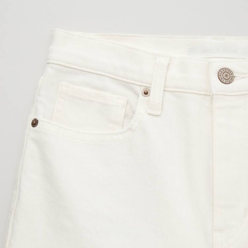 Uniqlo High Rise Slim Fit Dritto Leg Ankle Length Distressed Jeans Bianche | KPHIVO978