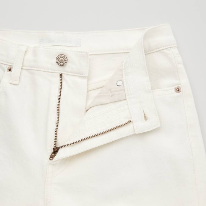 Uniqlo High Rise Slim Fit Dritto Leg Ankle Length Distressed Jeans Bianche | KPHIVO978