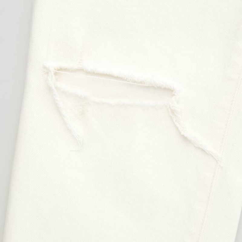 Uniqlo High Rise Slim Fit Dritto Leg Ankle Length Distressed Jeans Bianche | KPHIVO978