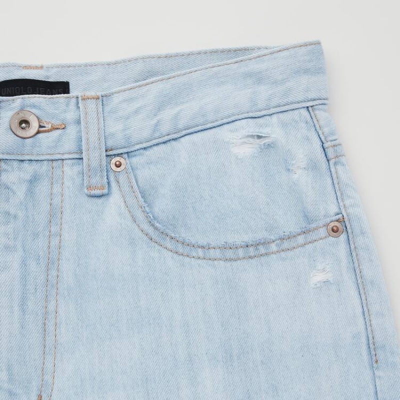 Uniqlo Peg High Rise Distressed Jeans Blu | PUJZEI617