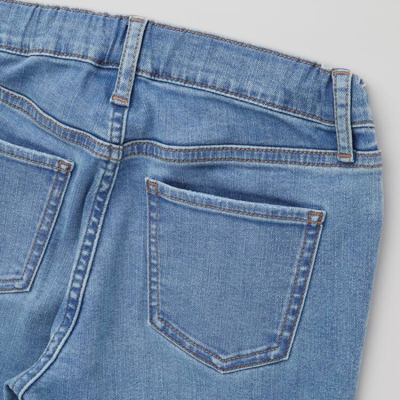 Uniqlo Ultra Stretch Slim Fit Distressed (2021 Season) Jeans Ragazza Blu | DTAPFQ758