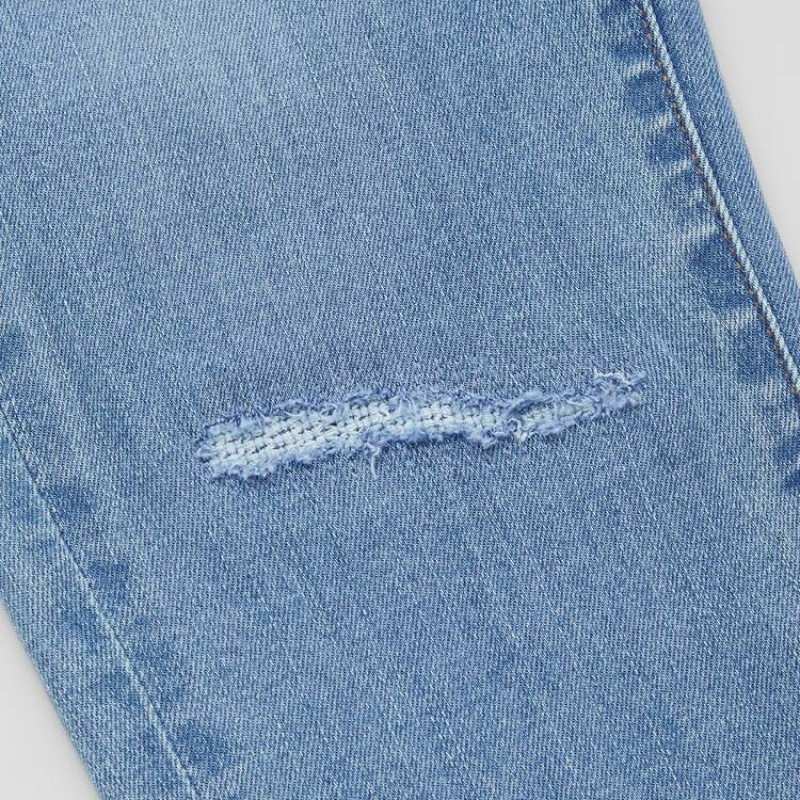 Uniqlo Ultra Stretch Slim Fit Distressed (2021 Season) Jeans Ragazza Blu | DTAPFQ758