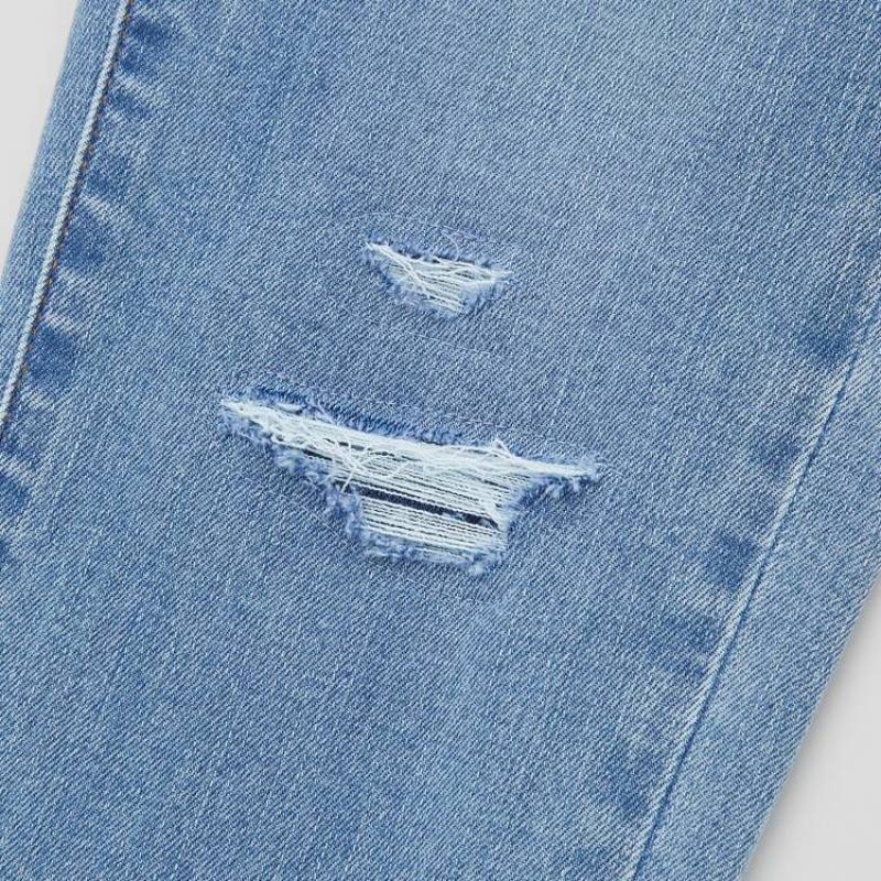 Uniqlo Ultra Stretch Slim Fit Distressed (2021 Season) Jeans Ragazza Blu | DTAPFQ758